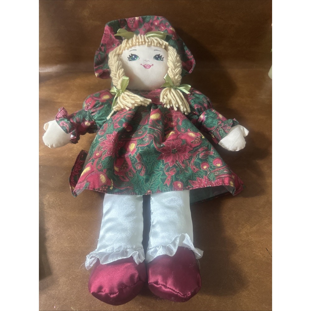 VTG Sweetie Mine Jumbo Doll Soft Christmas Holiday 1995 19"Tall Blonde Braids